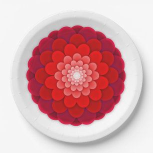 Red Floral Mandala-58566 Paper Plate