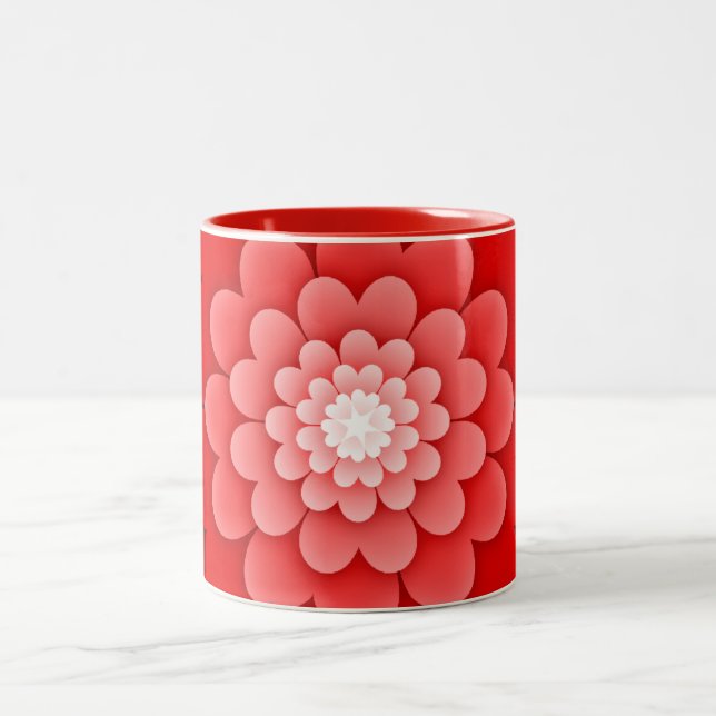 Red Floral Mandala-58566 Two-Tone Coffee Mug (Center)