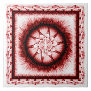Red floral modern pattern ceramic tile