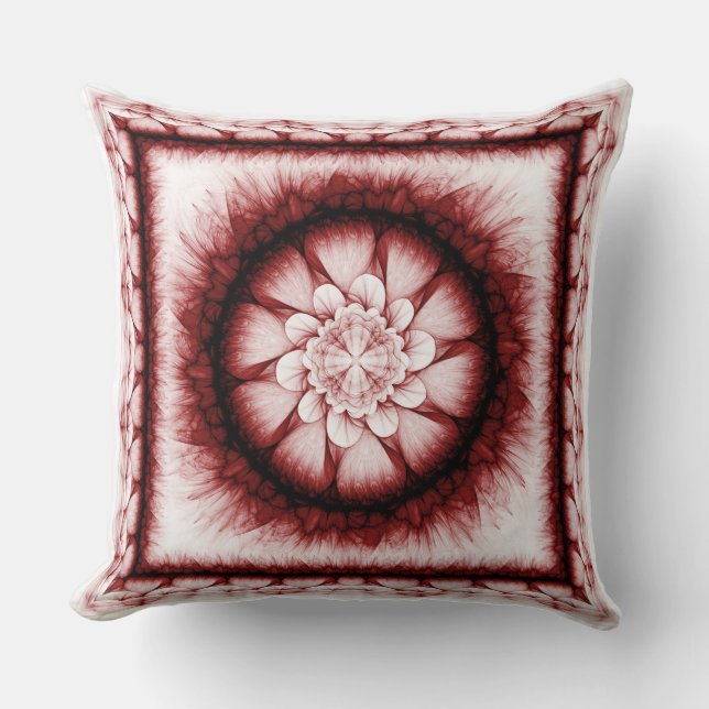 Red floral modern pattern cushion (Front)