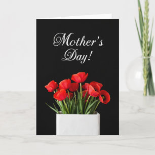 Red Floral Mothers Day Greeting Card