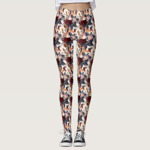 Red Floral Multi Colour Women's Leggings