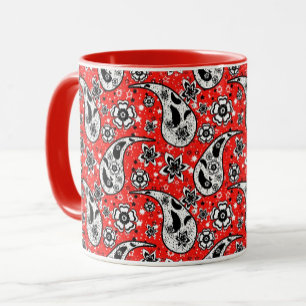 Red Floral Paisley Pattern Design Mug