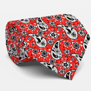Red Floral Paisley Pattern Design  Tie