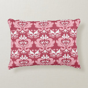 Red Floral: Pale Beige Seamless Decorative Cushion