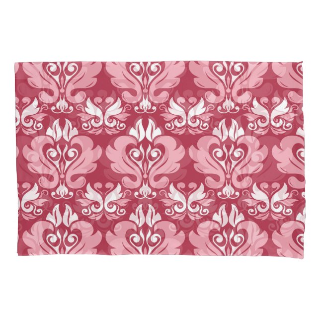 Red Floral: Pale Beige Seamless Pillowcase (Front)