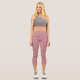 Red Floral Panel Capri Leggings