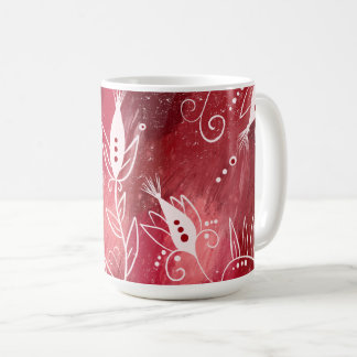 Red Floral Pattern Coffee Mug
