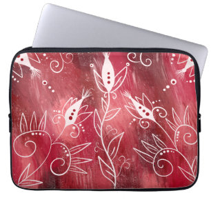 Red Floral Pattern Laptop Sleeve