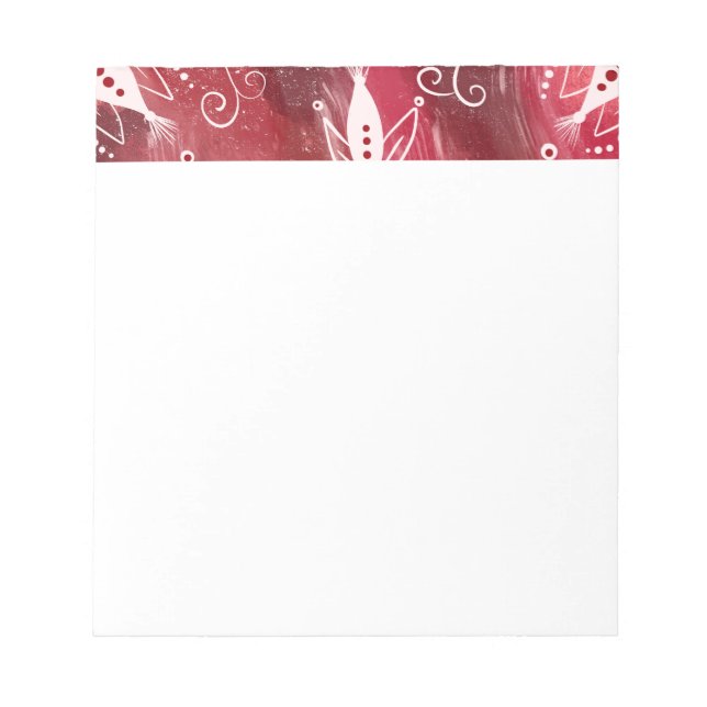 Red Floral Pattern Notepad (Front)