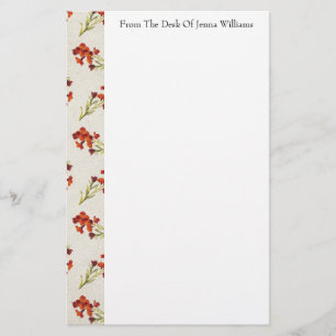 Red Floral Pattern Stationery
