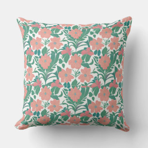 Red Floral Pattern Throw Pillow