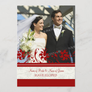 Red Floral Photo Elopement Announcement Cards