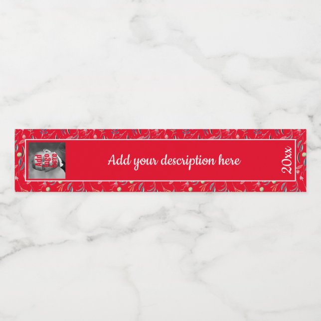 Red Floral Replacement RING BINDER SPINE LABELS (Single Label)