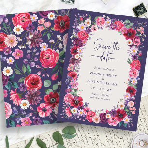 Red Floral Save The Date