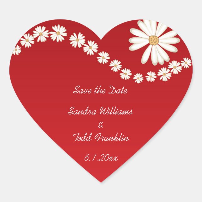 Red Floral Save the Date Sticker (Front)