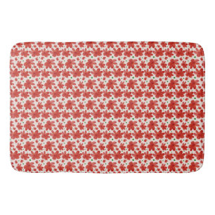 Red Floral Seamless Pattern Cute Retro Flower  Bath Mat