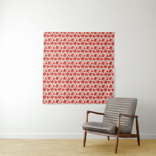 Red Floral Seamless Pattern Cute Retro Flower Tapestry