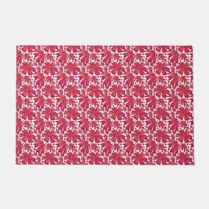 Red Floral Seamless Pattern, Elegant Flower Repeat Doormat