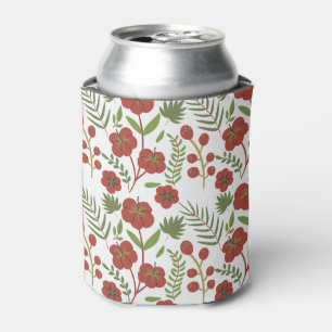 Red floral seamless pattern on white background can cooler