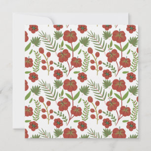 Red floral seamless pattern on white background card