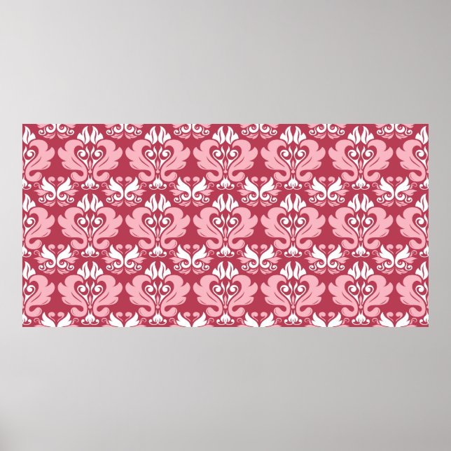 Red floral seamless pattern. Pale red and beige co Poster (Front)