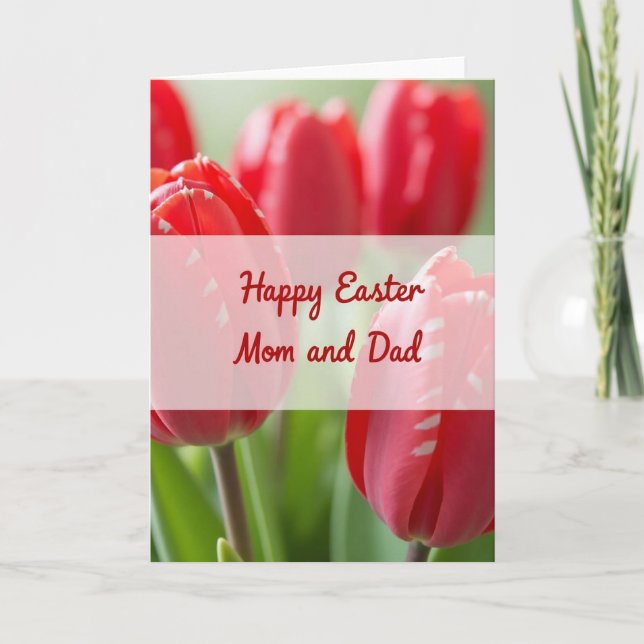 Red Floral Springtime Wishes Card (Front)