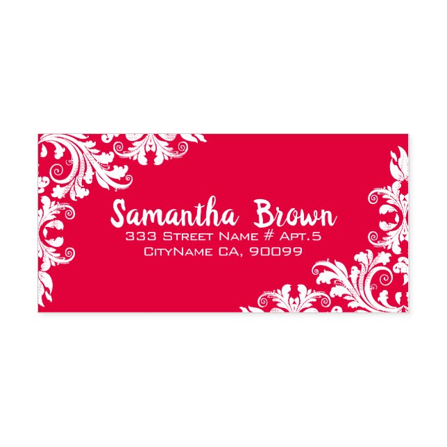 Red Floral Swirls Self-inking Stamp (Design)