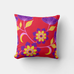 Red Floral Throw Pillow by Serenity - Gifts - Sets