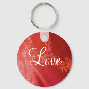 Red Floral Valentine Keychain - Customisable