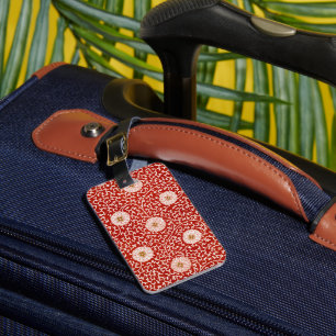 Red Floral Vibrant Ornate Classic Pattern Luggage Tag