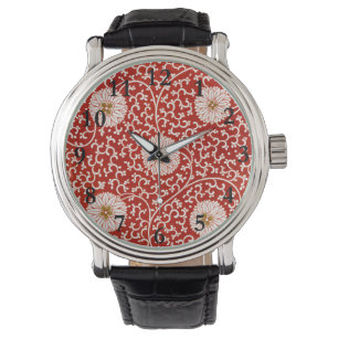 Red Floral Vibrant Ornate Classic Pattern Watch