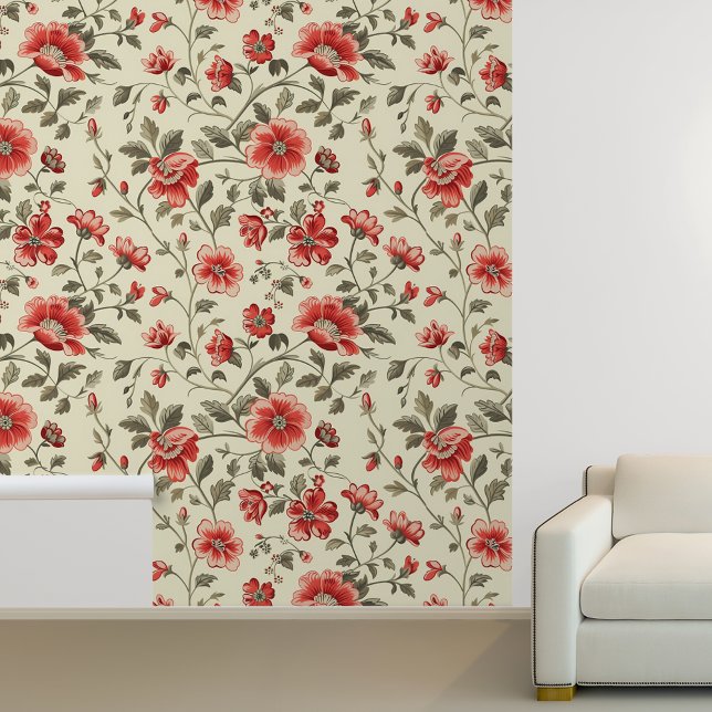Red Floral Vintage Pattern Wallpaper (Creator Uploaded)