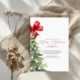 Red Floral Watercolor Christmas Party Invitation