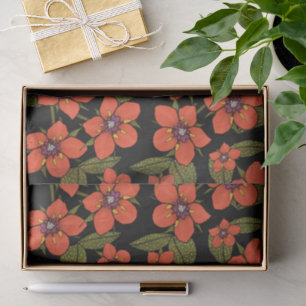 Red floral watercolor pattern tissue paper