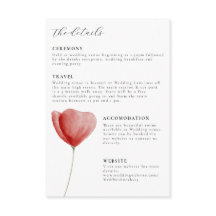 Red floral watercolour wedding stationary details