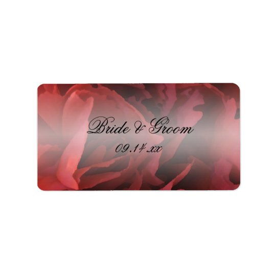 Red Floral Wedding Favour Tags Address Label