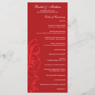 Red Floral Wedding Program