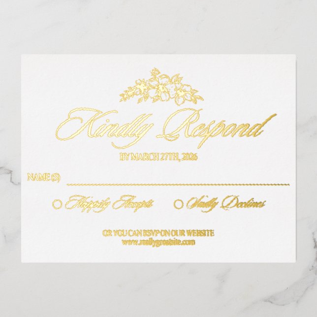 Red Floral Wedding RSVP Card – Elegant Script Desi (Front)