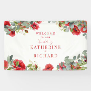 Red Floral Wedding Welcome  Banner