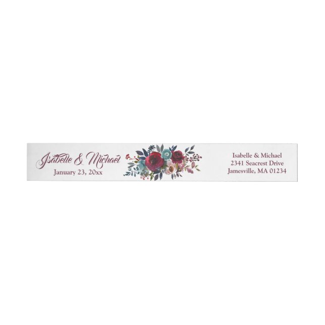 Red Floral Wedding Wraparound Return Address Label (Individual)