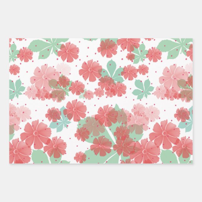 Red Floral wrapping paper (Front 3)