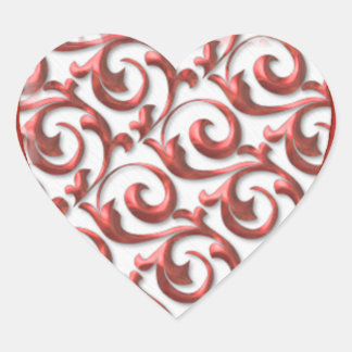 Red Flourish Heart Sticker