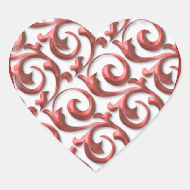 Red Flourish Heart Sticker (Front)