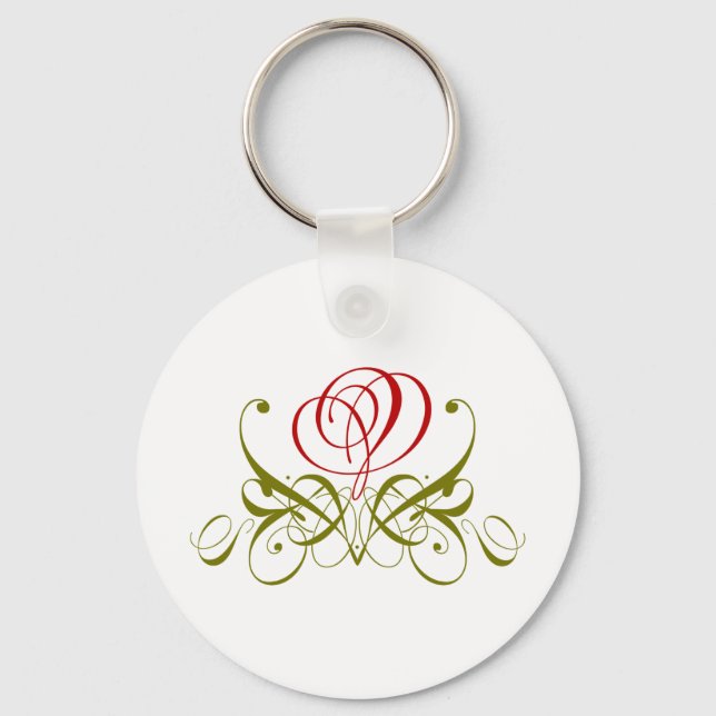 Red Flourish Rose Key Ring (Front)
