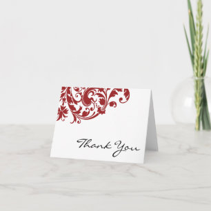 Red Flourish Swirl Thank You Card