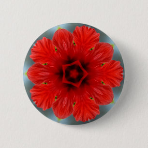 Red Flower 6 Cm Round Badge