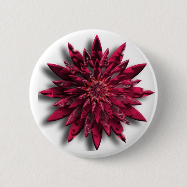 red flower 6 cm round badge (Front)