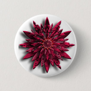 red flower 6 cm round badge