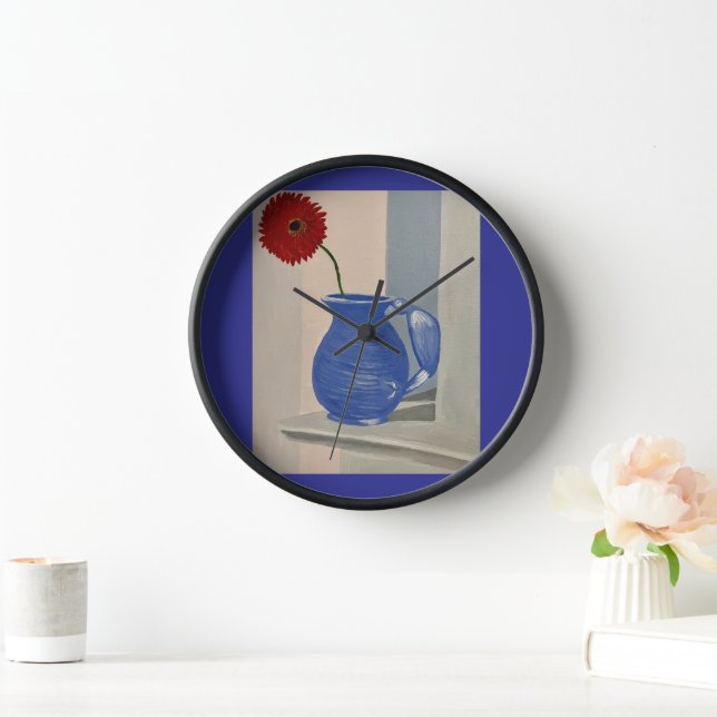 Red flower and parrot clock (Home)